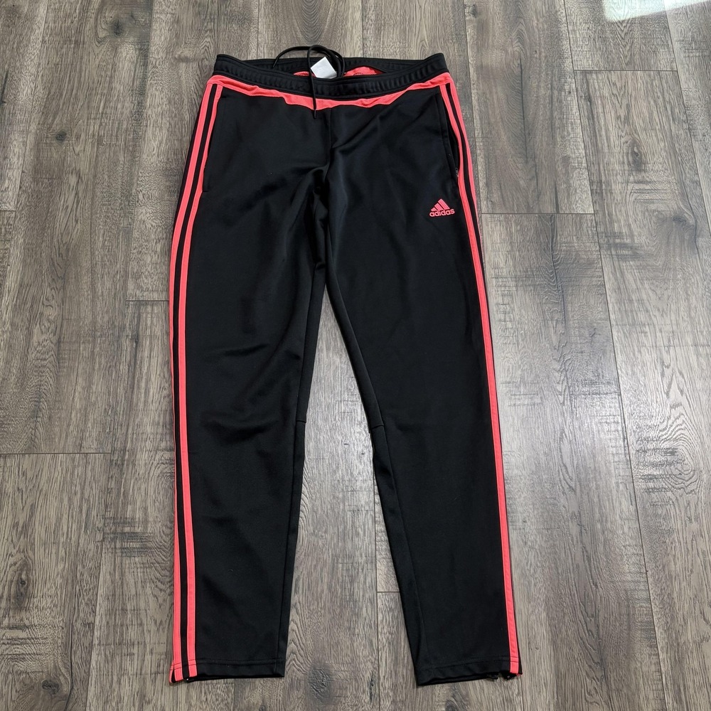 Adidas Track Pants Womens Large Black Climacool Stripe Zip Pocket AC2962